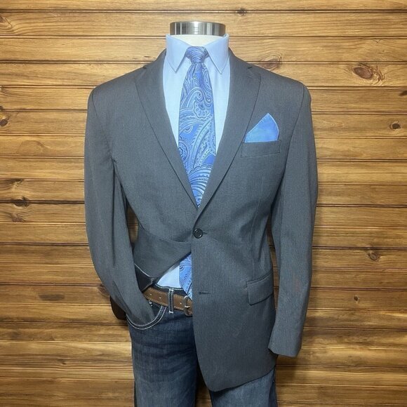 Michael Kors Mens Blazer Sport Coat Two Button Casual Jacket Size 40R Grey Solid - Picture 1 of 8